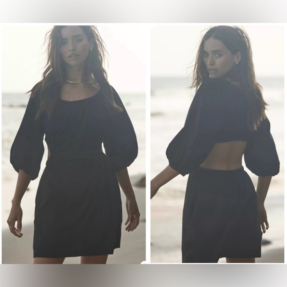 Free People Mini Cut Out Puff Sleeve Dress Size XL